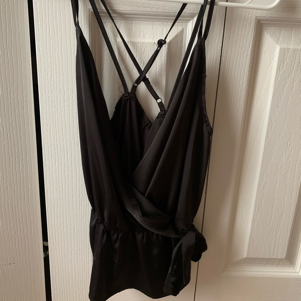 Black silk tank